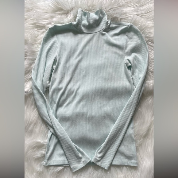 light blue turtleneck top - Picture 3 of 5